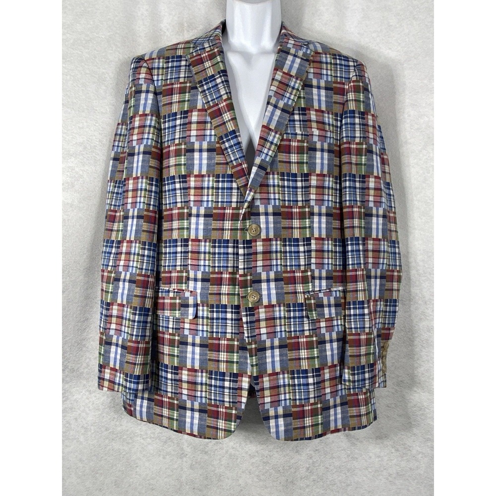 Alan Flusser Jacket Mens Medium Blue Pink Blazer Sport Coat Patchwork
